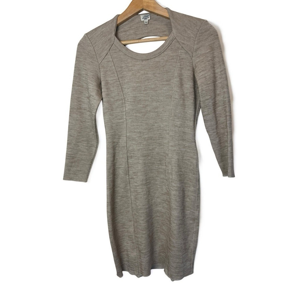 Wilfred Bodycon Dress Womens Size Medium Wool Blend Long Sleeve Aritzia Neutral